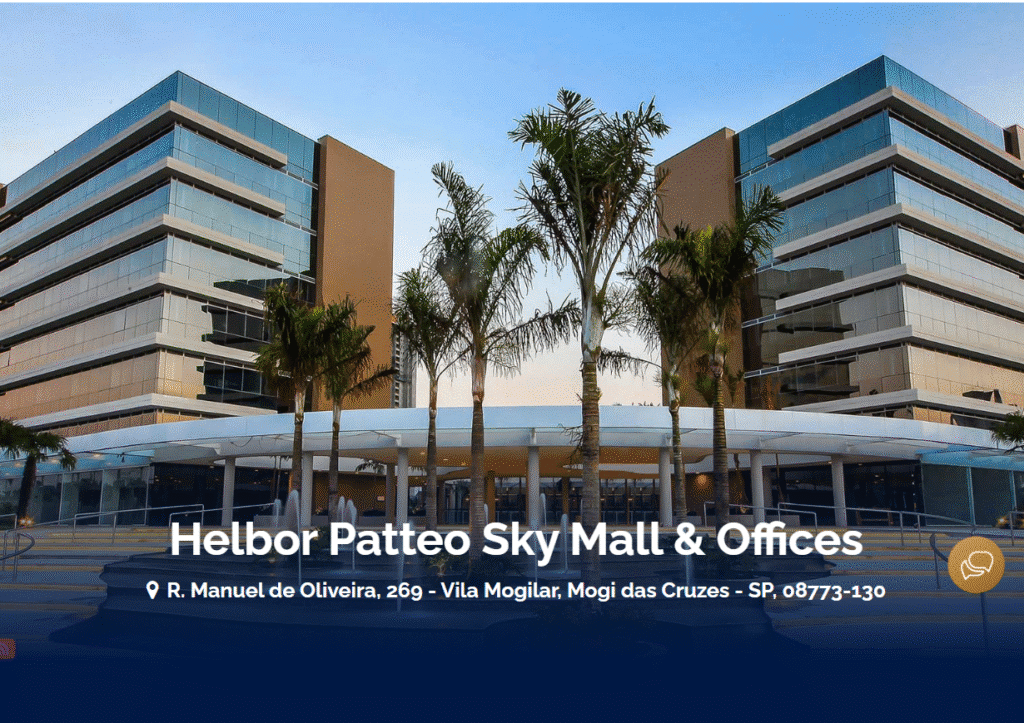Helbor Patteo Sky Mall & Offices
R. Manuel de Oliveira, 269 - Vila Mogilar, Mogi das Cruzes - SP, 08773-130

